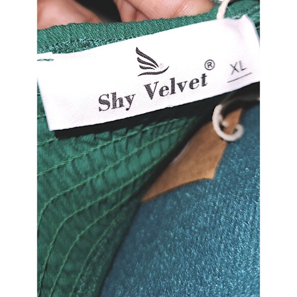 Shy Velvet Summer Dress Square Neck Short Bell Sleeves Cut Out Waist DK … - Picture 3 of 8